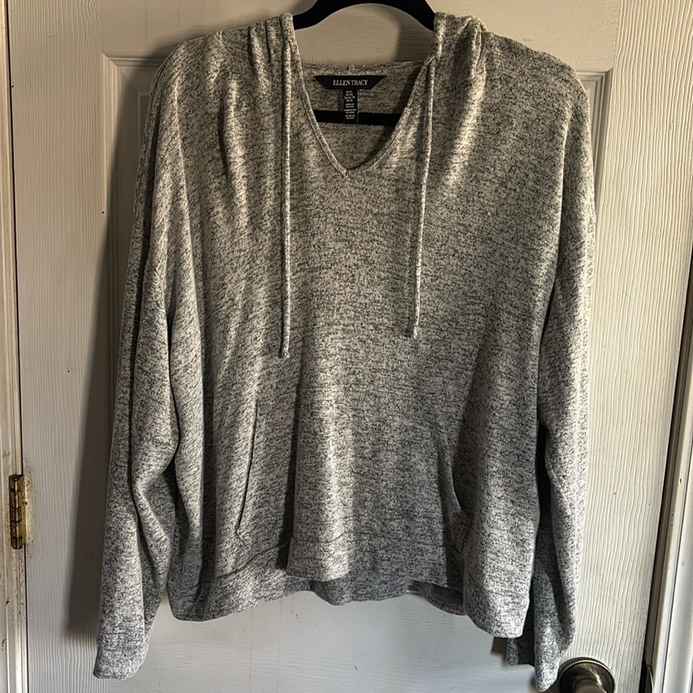 Light heather gray pullover hoodie